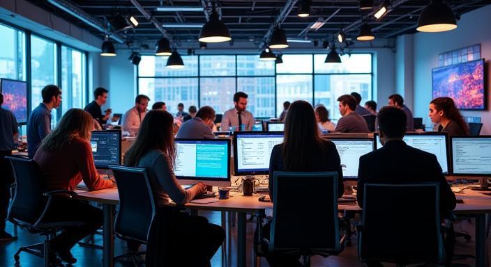 Vibrant local newsroom in action